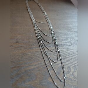Multi Strand Silver Toned Necklace